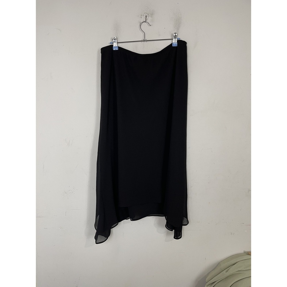 JBS LTD Womens Skirt XL Black Chiffon Fairy Whimsigoth Goth Holiday Midi Pull On